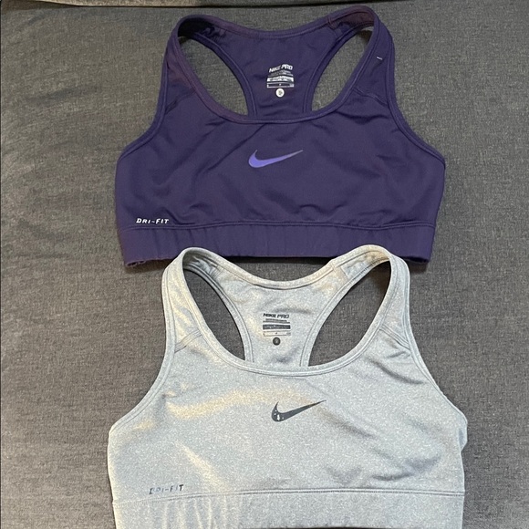 Nike Dri-FIT Purple and Gray Sports Bras - Picture 1 of 3